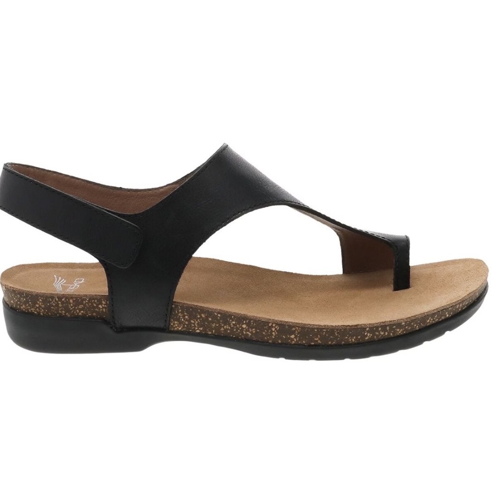 Dansko Black Leather Toe Loop Reece Slingback Sandals Women's Size 38 US 7.5